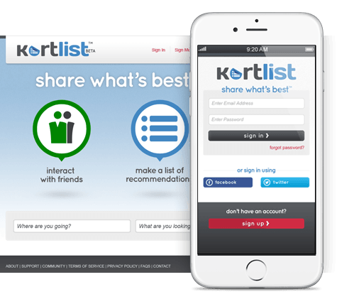 Kortlist Mobile Website